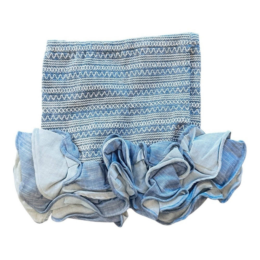 Red Carter Smocked Waist Ruffle Mini Skirt in Chambray NWT